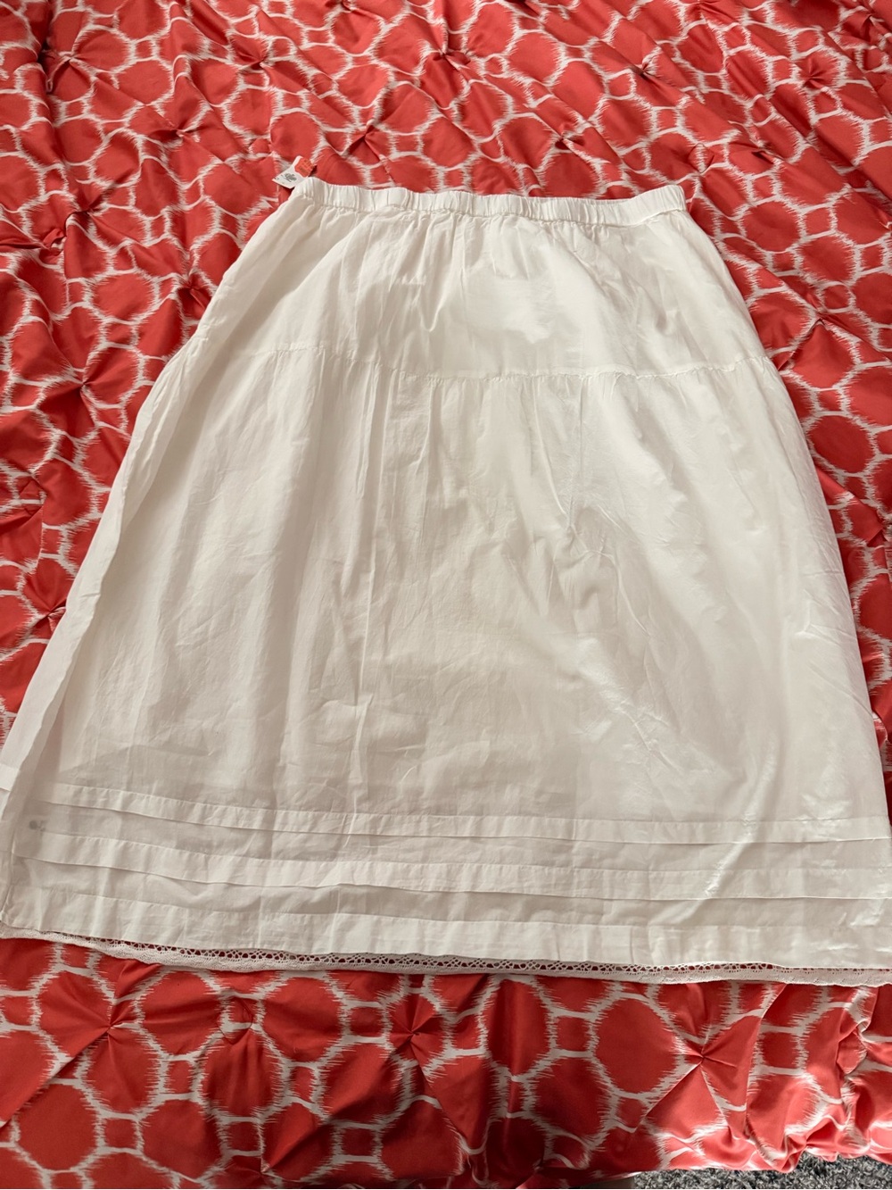 Old Navy White A-Line Cotton Skirt with Lace Trim